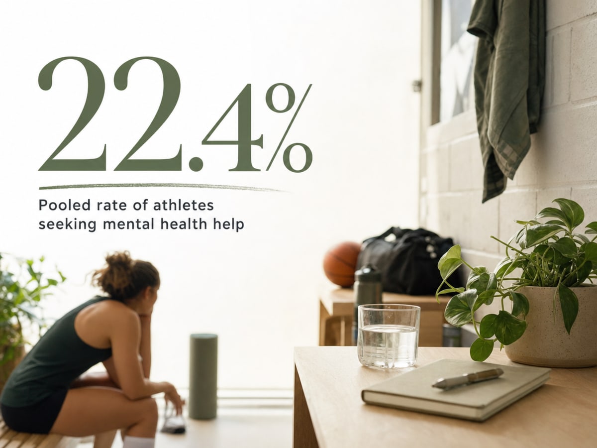 Infographic showing Pooled rate of athletes seeking mental health help