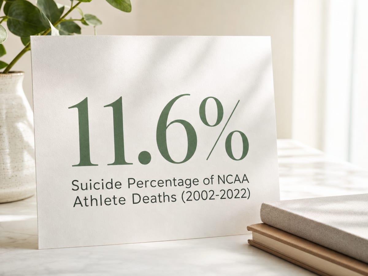 Infographic showing Suicide Percentage of NCAA Athlete Deaths (2002-2022)