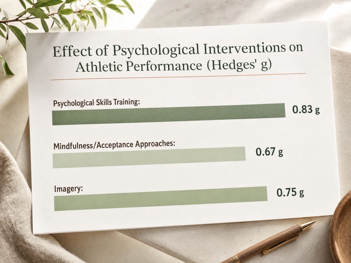Chart showing Effect of Psychological Interventions on Athletic Performance (Hedges' g)