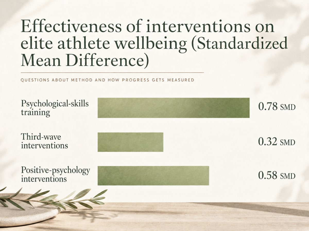 Chart showing Effectiveness of interventions on elite athlete wellbeing (Standardized Mean Difference)