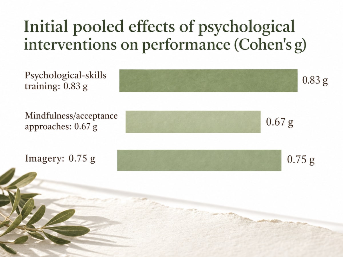 Chart showing Initial pooled effects of psychological interventions on performance (Cohen's g)